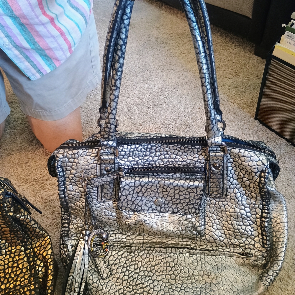 Sharif Metallic Silver Shoulder Bag